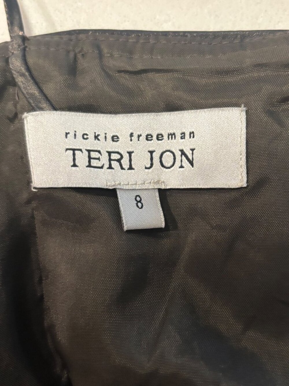 Teri Jon Rickie Freeman Dark Bronze Ruched Evening Gown Maxi Dress Size 8 Formal - Picture 6 of 7